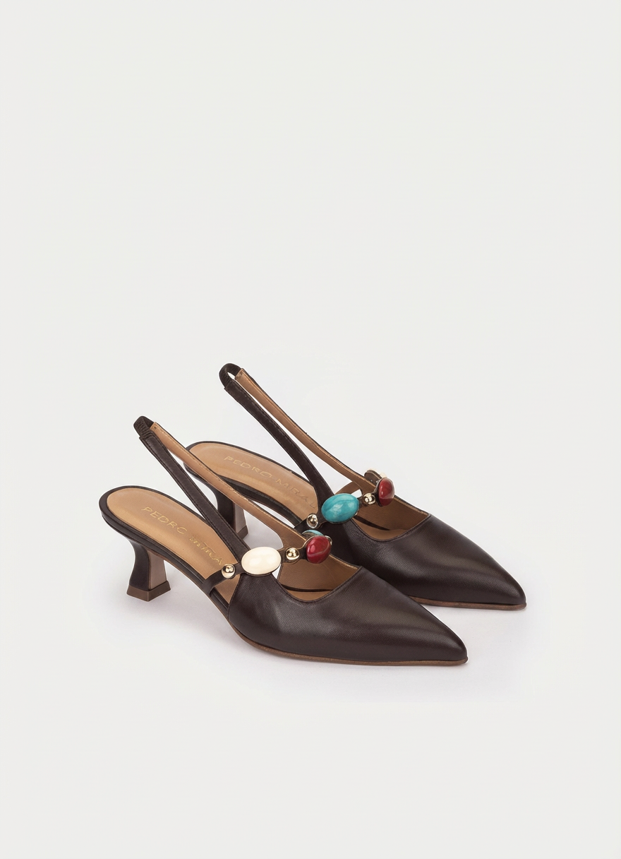 Zapato de tacón BROZAS chocolate oscuro