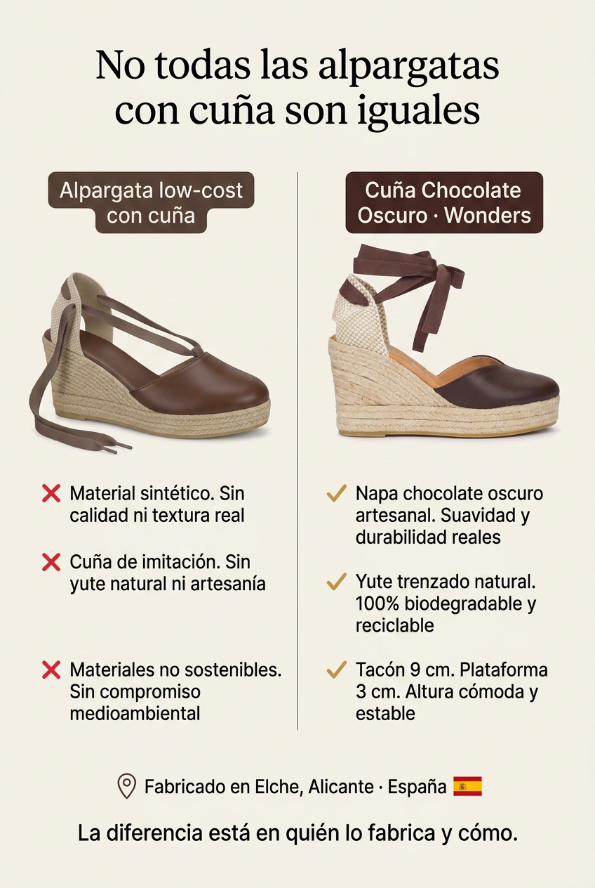 Cuña Chocolate Oscuro. La cuña sostenible que nunca pasa de moda