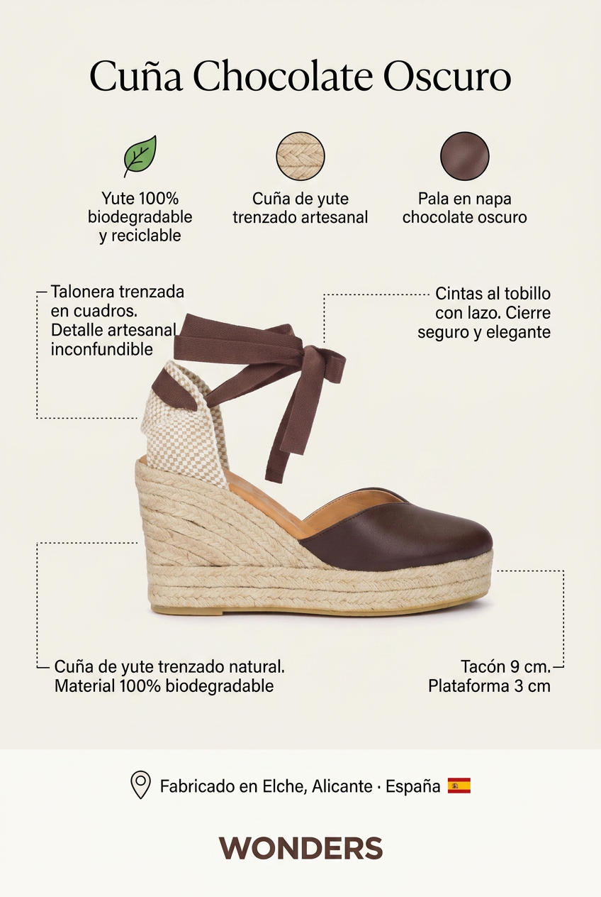 Cuña Chocolate Oscuro. La cuña sostenible que nunca pasa de moda