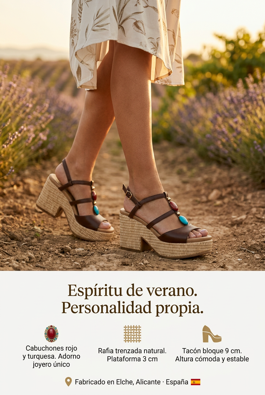 Cuñas ALIMENA Marrones. La cuña que convierte el verano en una joya que se camina