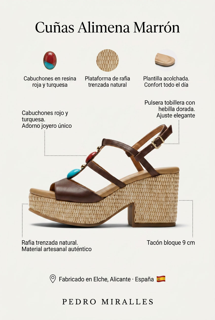 Cuñas ALIMENA Marrones. La cuña que convierte el verano en una joya que se camina