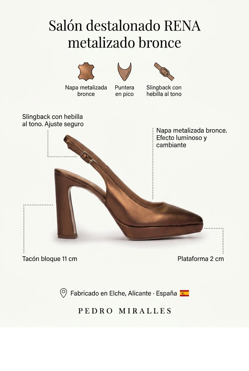 Salón destalonado RENA Metalizado bronce. El salón que cambia de brillo según le da la luz