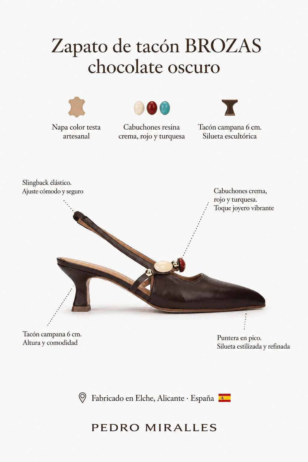 Zapato de tacón BROZAS chocolate oscuro. El salón que pasa de la oficina a la fiesta sin cambiarse de zapato