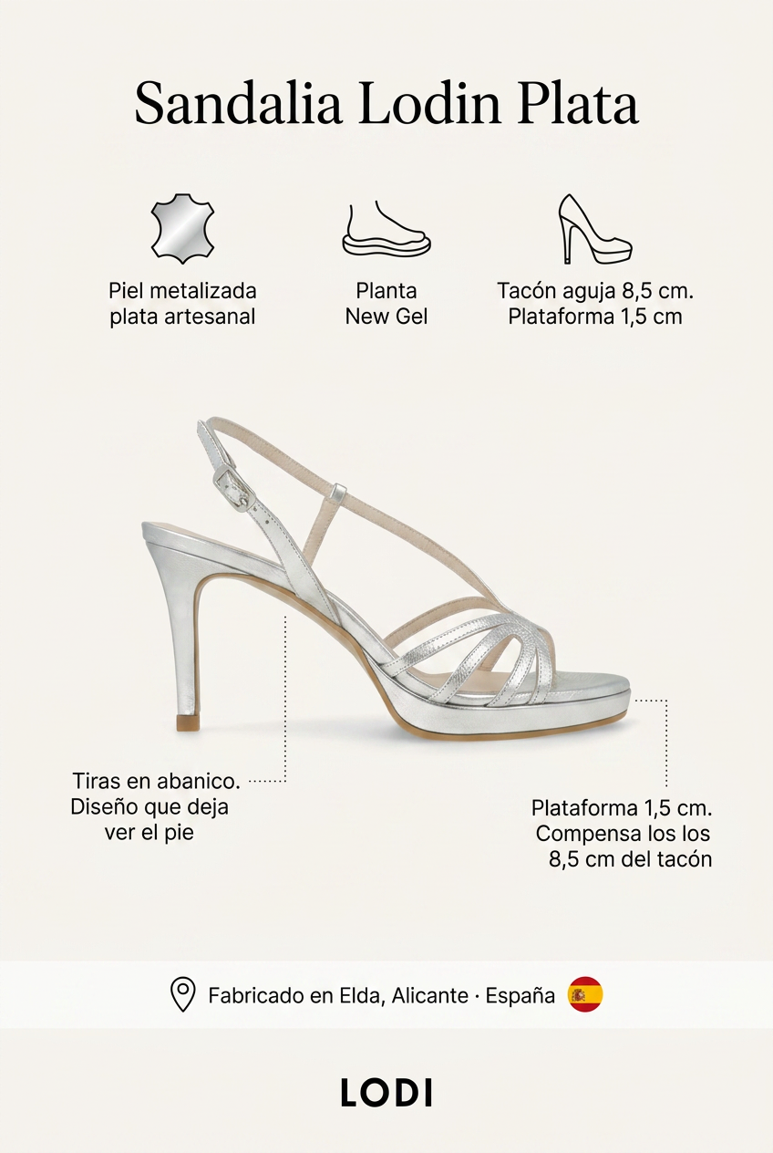 Sandalia Lodin plata. El tacón de aguja plateado que se siente más bajo de lo que es
