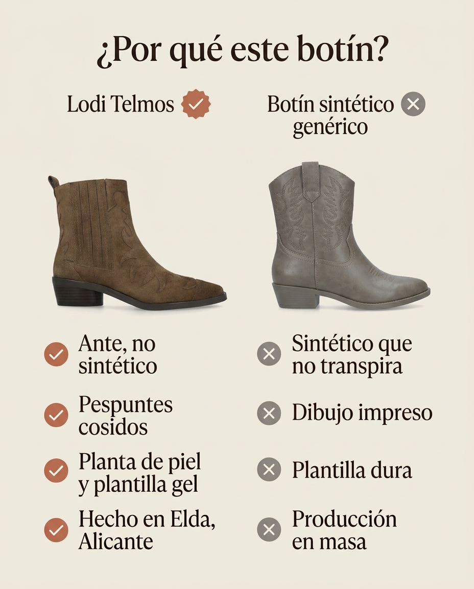 ¿Por qué este botín? Comparativa del Lodi Telmos frente a un botín sintético genérico