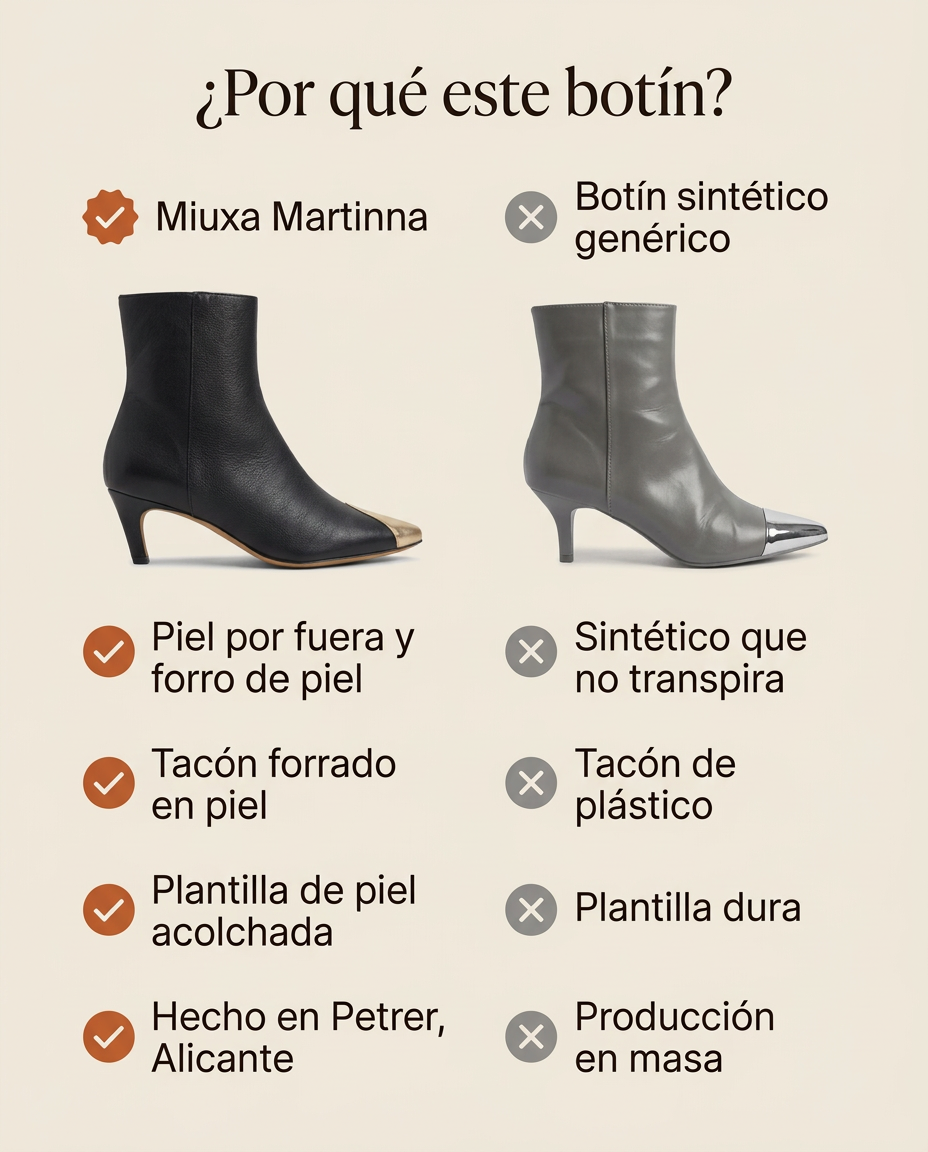¿Por qué este botín? Comparativa del Miuxa Martinna frente a un botín sintético genérico