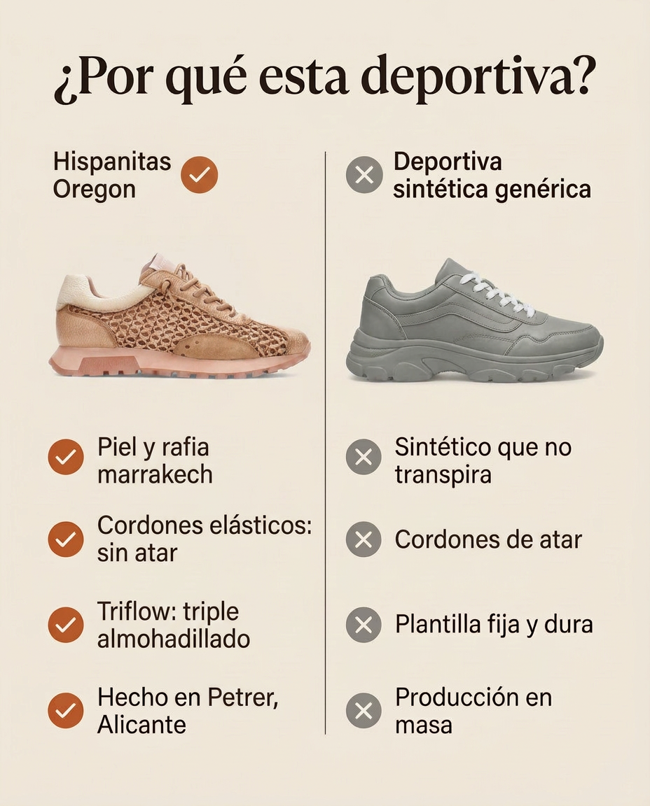 ¿Por qué esta deportiva? Comparativa de la Hispanitas Oregon frente a una deportiva sintética genérica