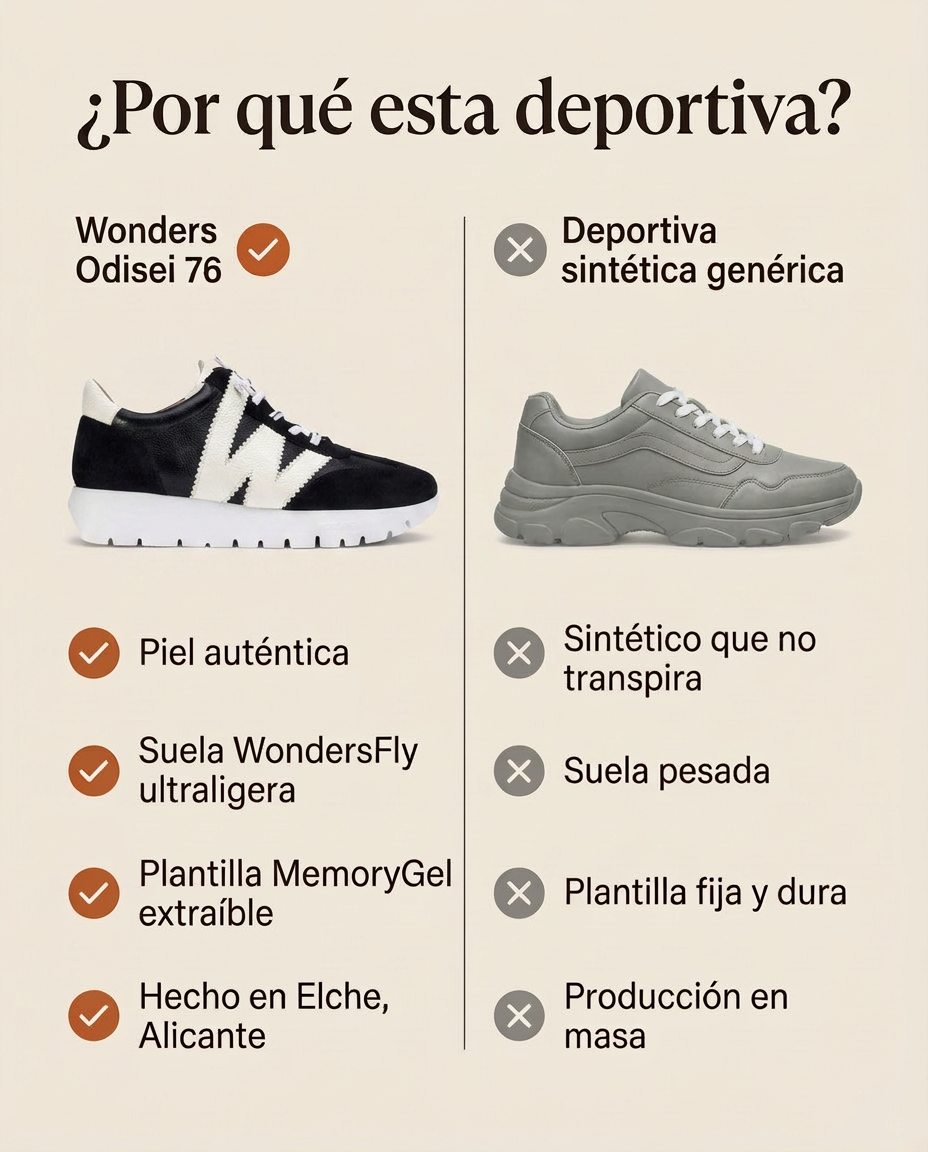 ¿Por qué esta deportiva? Comparativa de la Wonders Odisei 76 Negra frente a una deportiva sintética genérica