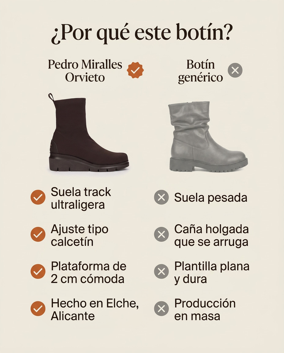 Comparativa: botín Pedro Miralles Orvieto hecho en Elche frente a un botín genérico