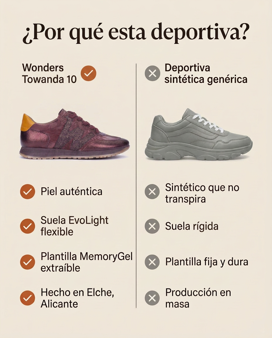 ¿Por qué esta deportiva? Comparativa de la Wonders Towanda 10 frente a una deportiva sintética genérica