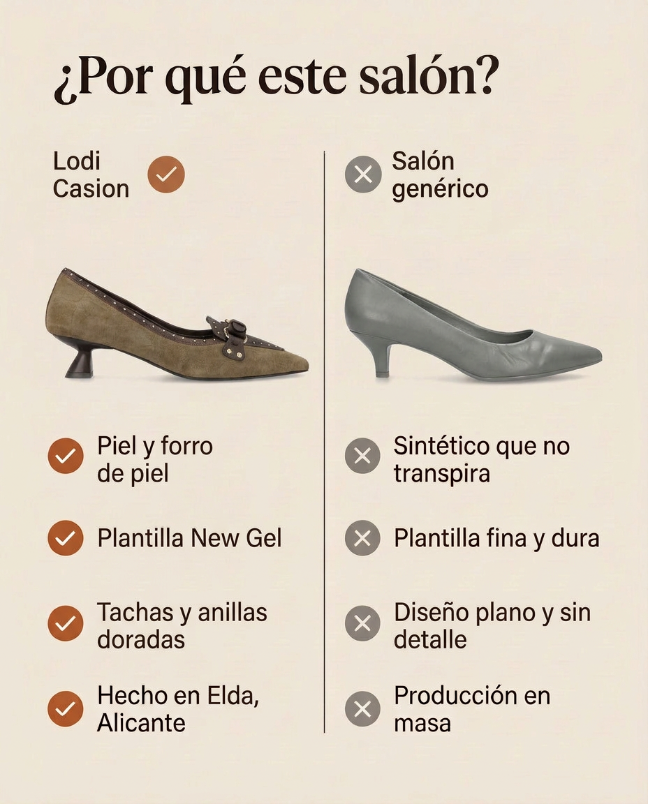 ¿Por qué este salón? Lodi Casion Taupe frente a un salón genérico. Hecho en Elda, Alicante